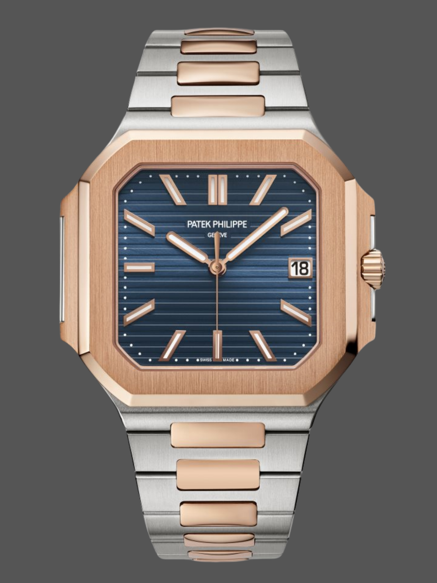 Patek Philippe Cubitus 5821/1AR-001 Stainless Steel Rose Gold Blue Dial Men's Watch - QualitySwissReplica