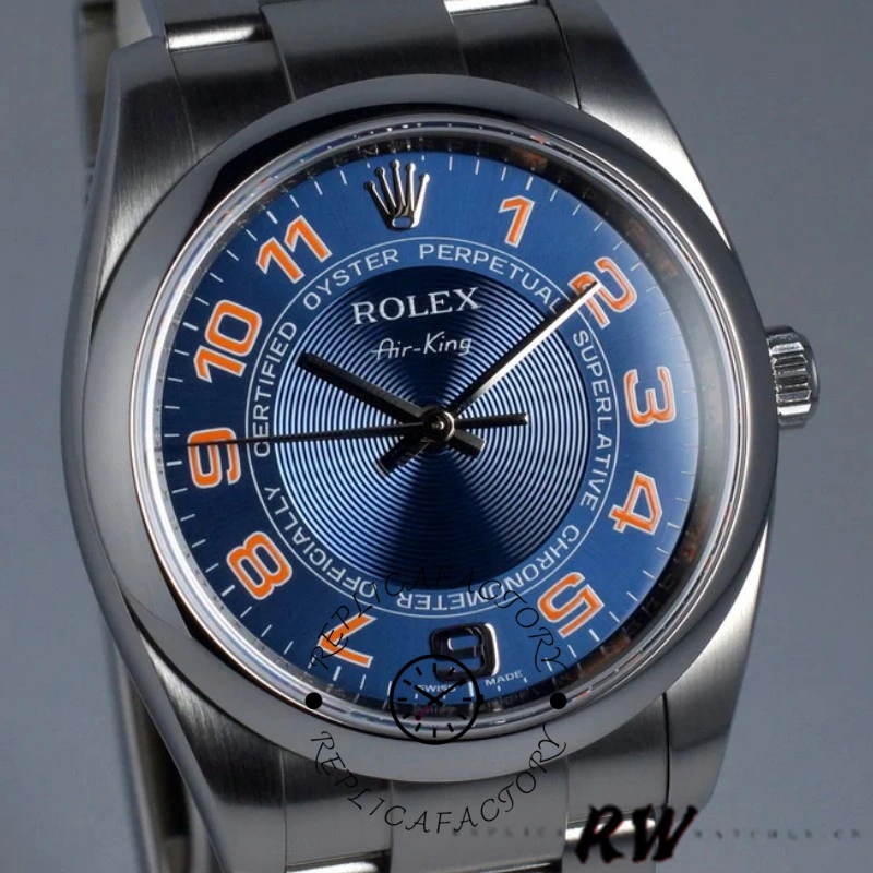 Rolex Oyster Perpetual Air-King 114200 Concentric Blue Dial 34mm Unisex Replica watch - QualitySwissReplica