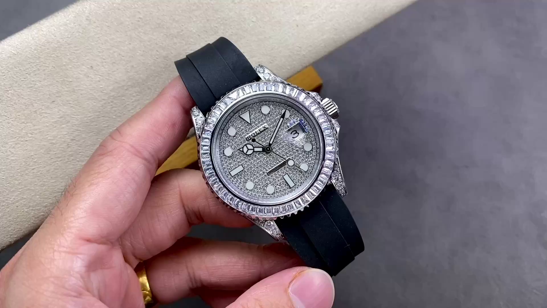 Rolex Yacht Master 226679TBR White Gold 42mm Baguette Diamond Watch - QualitySwissReplica