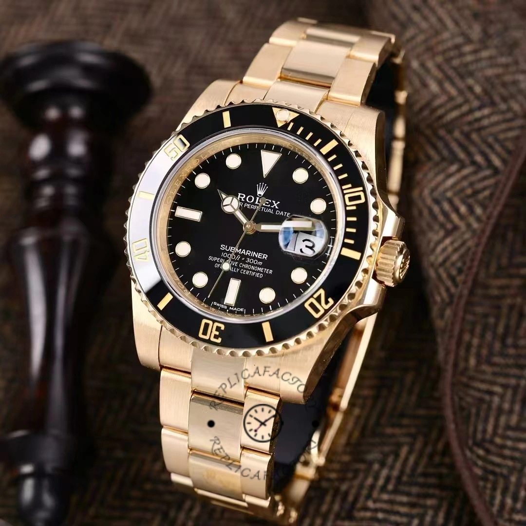Rolex Submariner 116618 Yellow Gold Black Dial 40mm Mens Replica Watch - QualitySwissReplica
