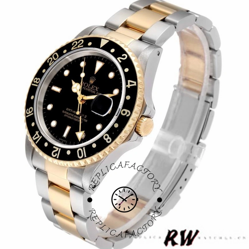 Rolex GMT-Master II 16713LN Steel Yellow Gold Black Dial 40MM Mens Replica Watch - QualitySwissReplica