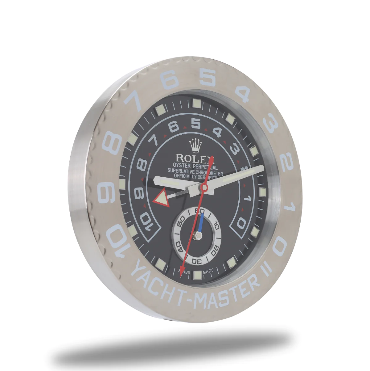 Rolex Yacht Master Silver & Black Wall Clock - QualitySwissReplica