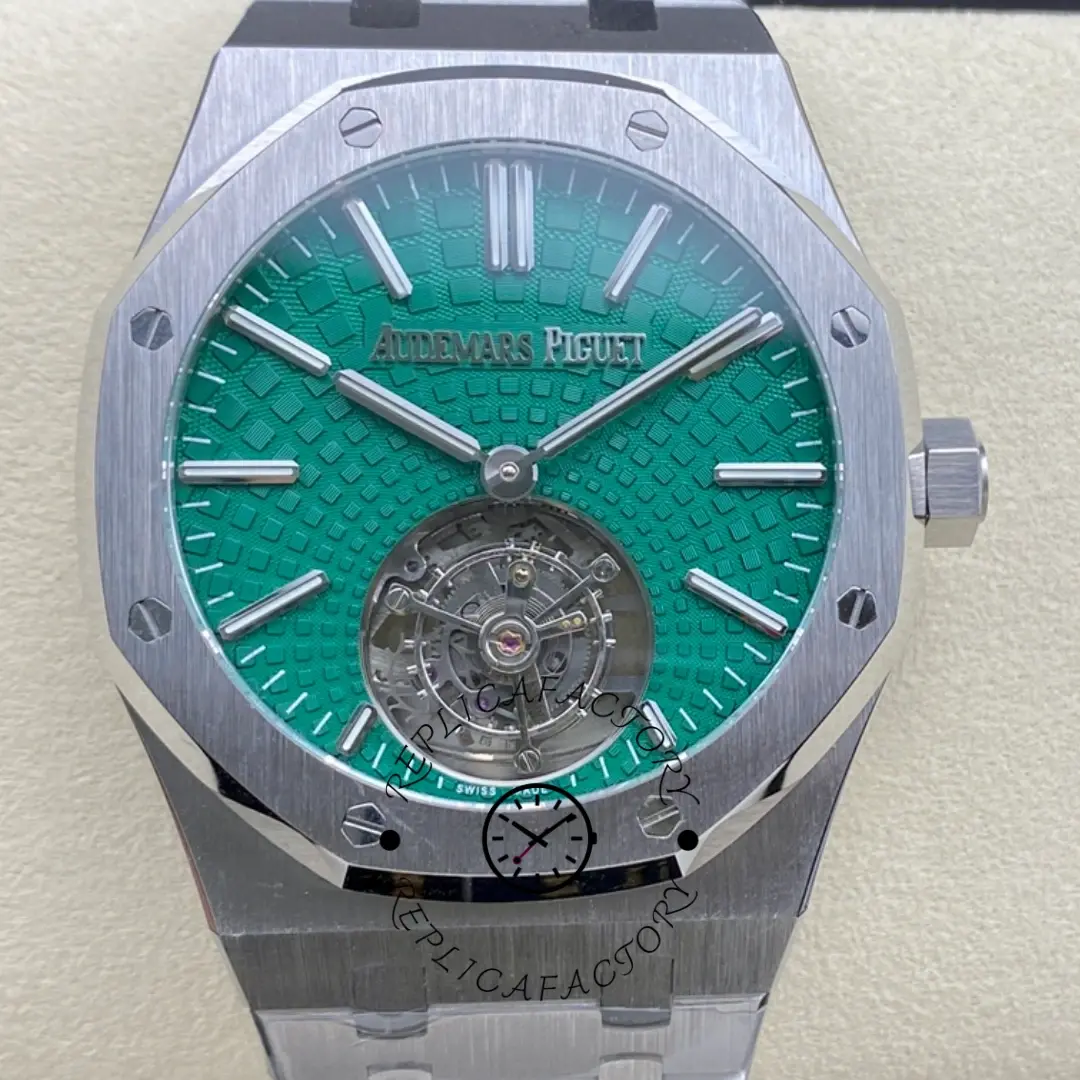 AP Replica Royal Oak Flying Tourbillon Titanium 26534TI.OO.1220TI.01 Green Dial - QualitySwissReplica