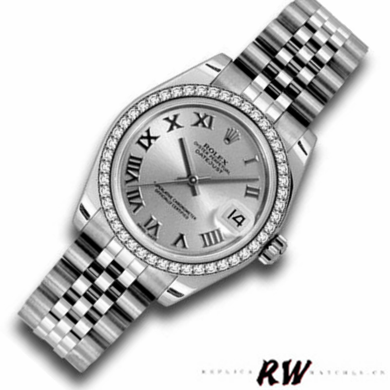 Rolex Datejust 178384 Stainless Steel Silver Roman Dial 31MM Lady Replica Watch - QualitySwissReplica