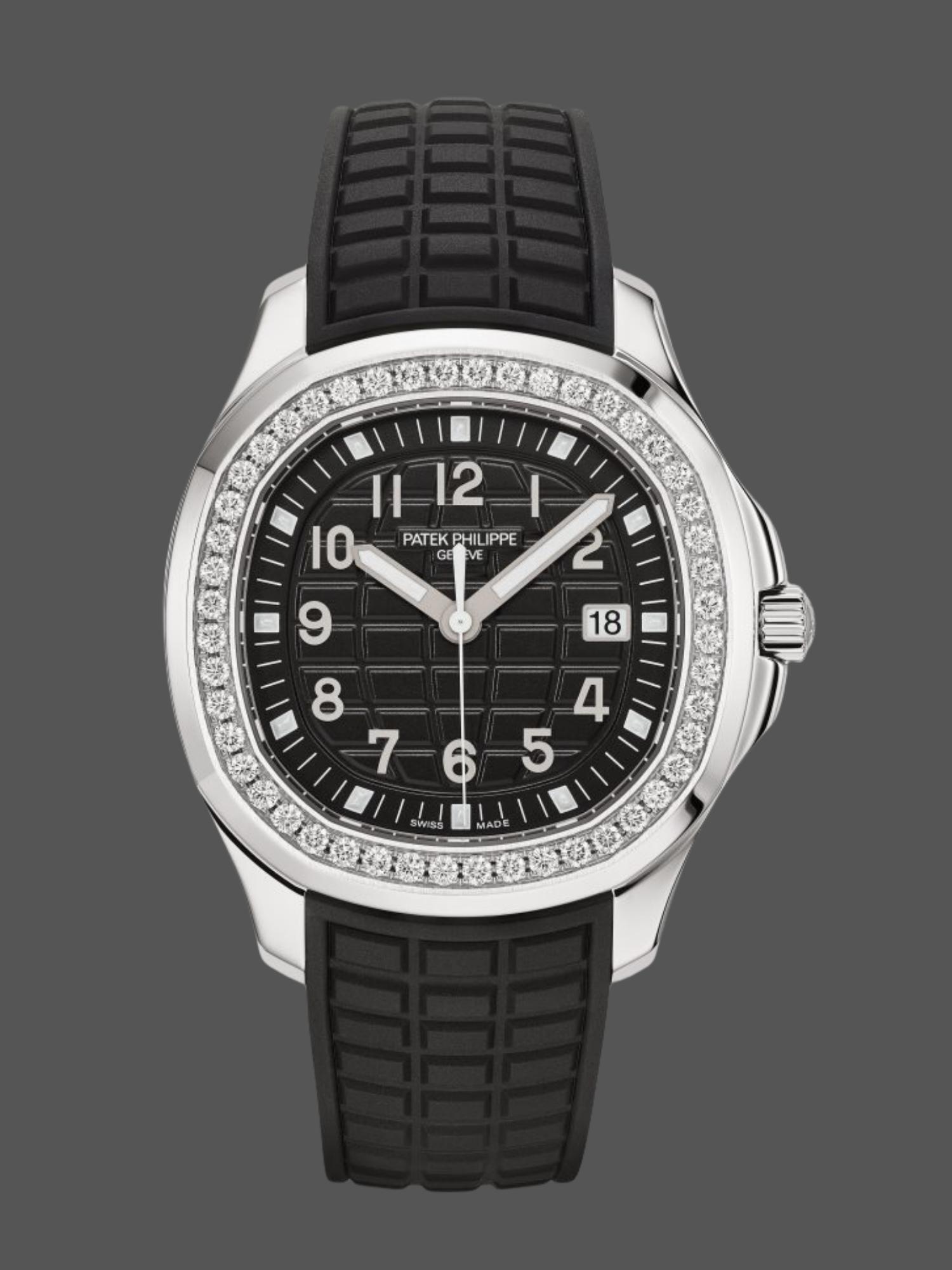 Replica Patek Philippe Aquanaut 5267 200A 001 Black Dial Diamond Bezel Watch - QualitySwissReplica