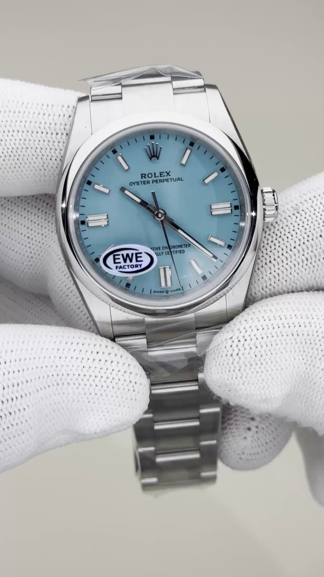 2024 Rolex Oyster Perpetual 126000 Stainless Steel Baby Blue Dial Replica Watch - QualitySwissReplica
