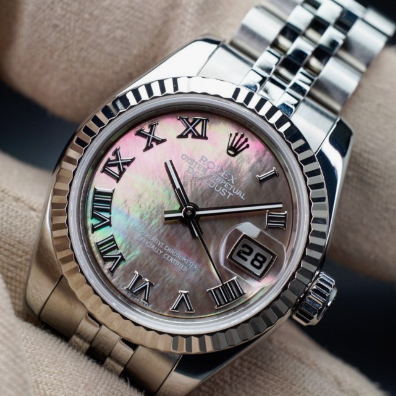 Rolex Datejust 179174 Dark Mother Of Pearl Dial Fluted Bezel 26MM Lady Replica Watch - QualitySwissReplica