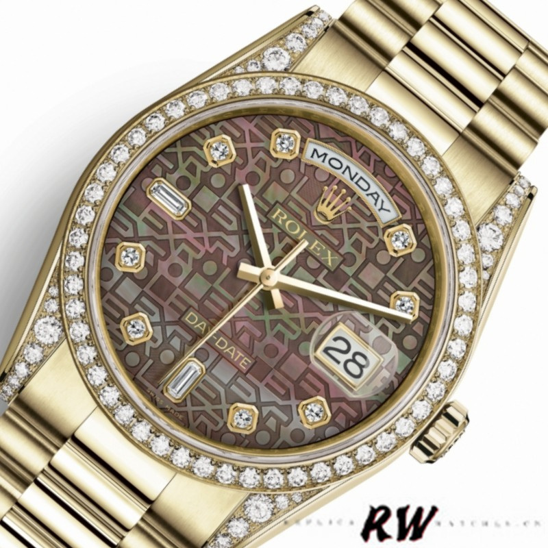 Rolex Day-Date 118388 Mother of Pearl Jubilee Diamond Dial 36mm Unisex Replica Watch - QualitySwissReplica