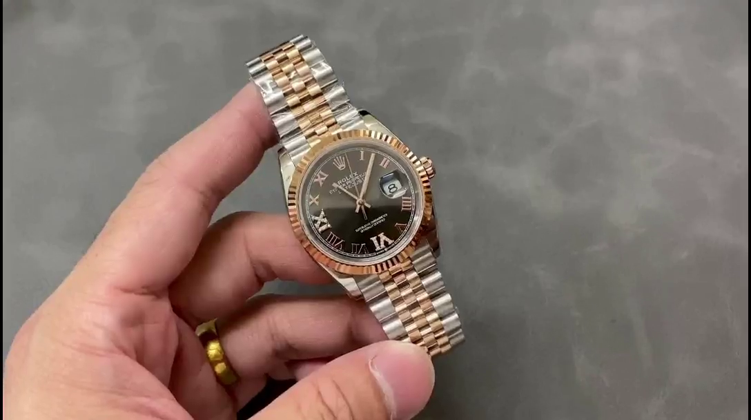 Rolex Datejust 36 Everose Gold Slate Diamond Pave Roman Dial m126231 0023 Women's Watch - QualitySwissReplica