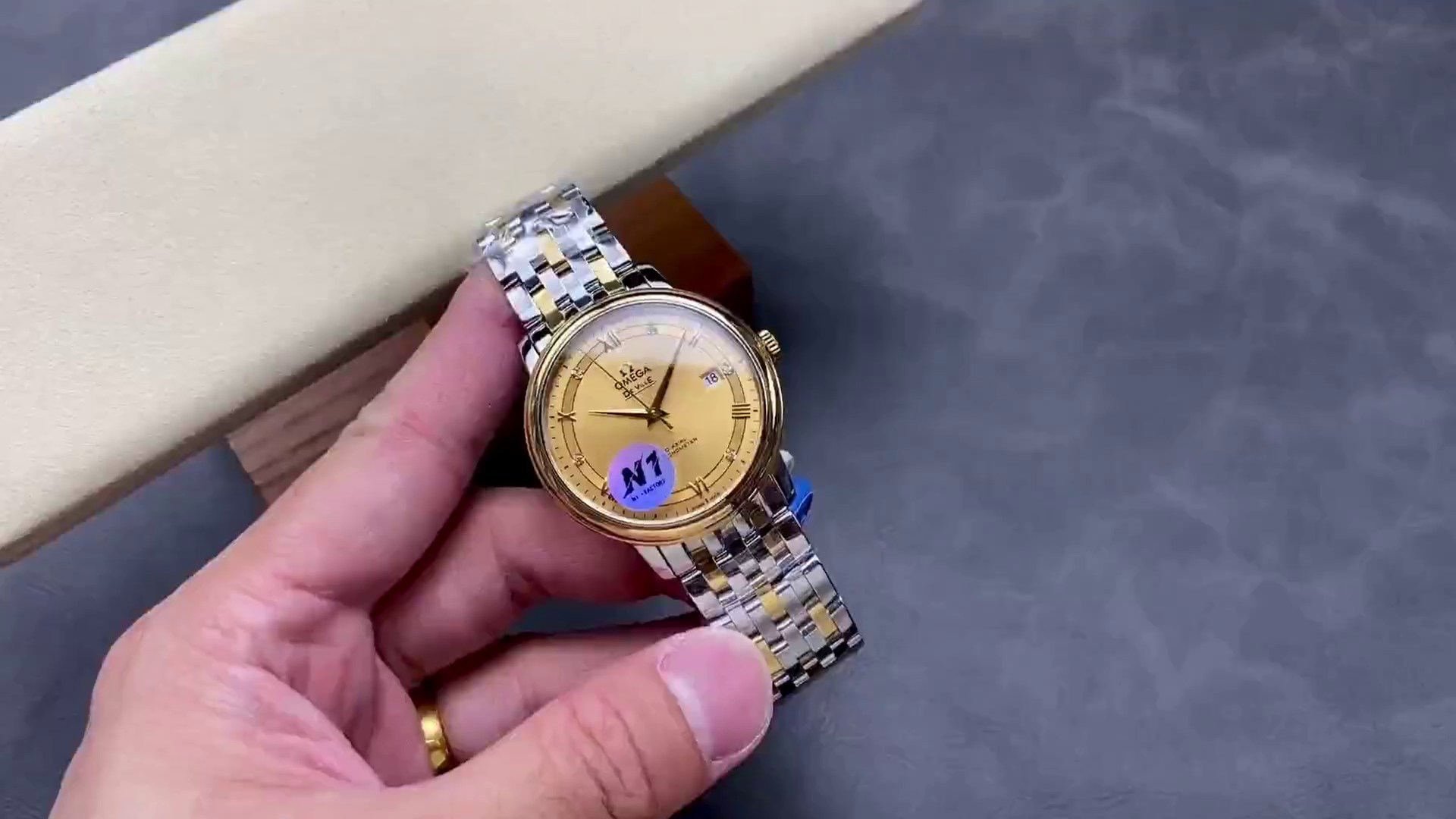 Omega De Ville Replica 424.20.40.20.58.001 39.5mm Champagne Dial - QualitySwissReplica