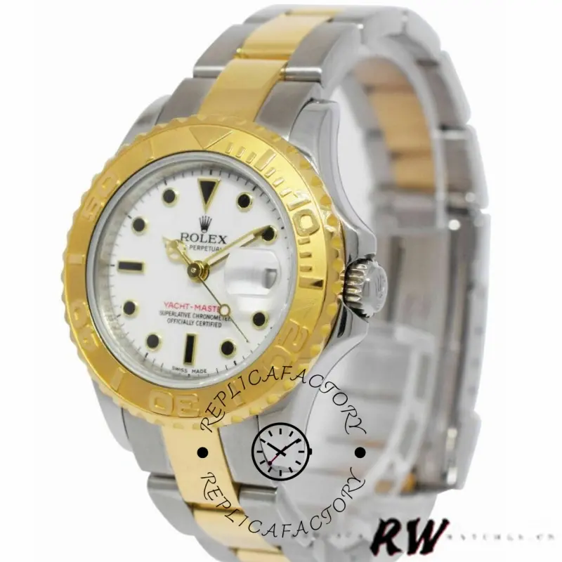 Rolex Yacht-Master 169623 Steel Yellow Gold White Dial 29MM Lady Replica Watch - QualitySwissReplica