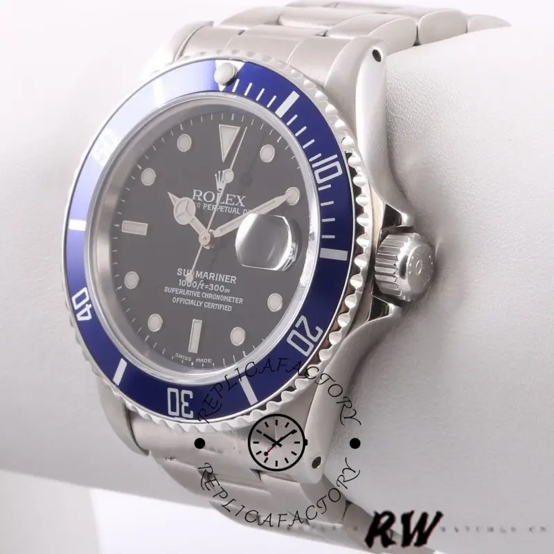 Rolex Submariner Date 16610 Blue Ceramic Black Dial 40mm Mens Replica Watch - QualitySwissReplica
