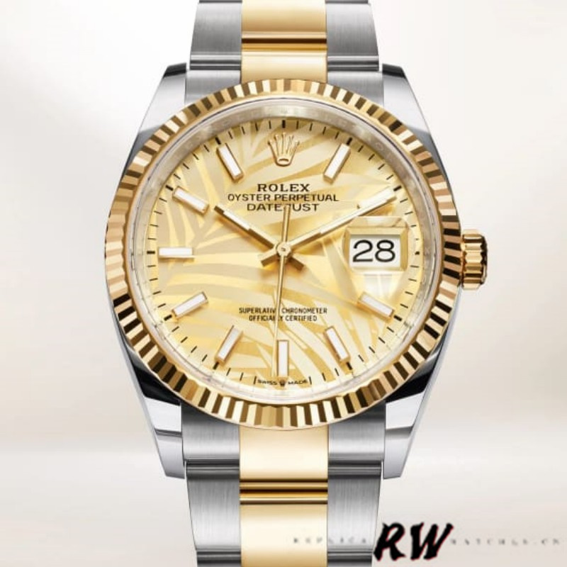 Rolex Datejust 126233 Golden Palm Motif Dial 36MM Unisex Replica Watch - QualitySwissReplica