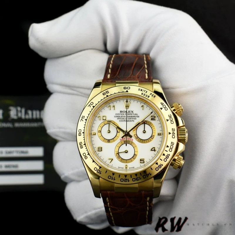 Rolex Daytona 116518 Yellow Gold White Dial 40mm Mens Replica Watch - QualitySwissReplica
