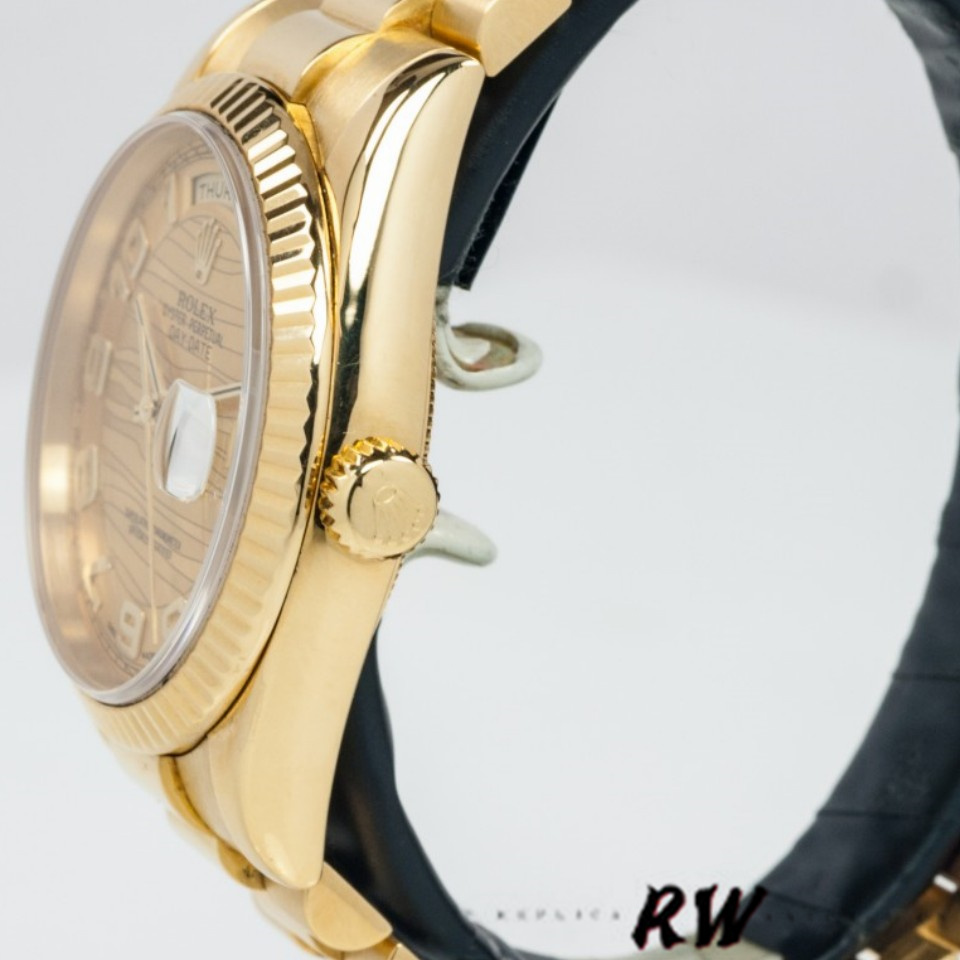 Rolex Day-Date 118238 Arabic Numeral Wave Champagne Dial 36mm Unisex Replica Watch - QualitySwissReplica