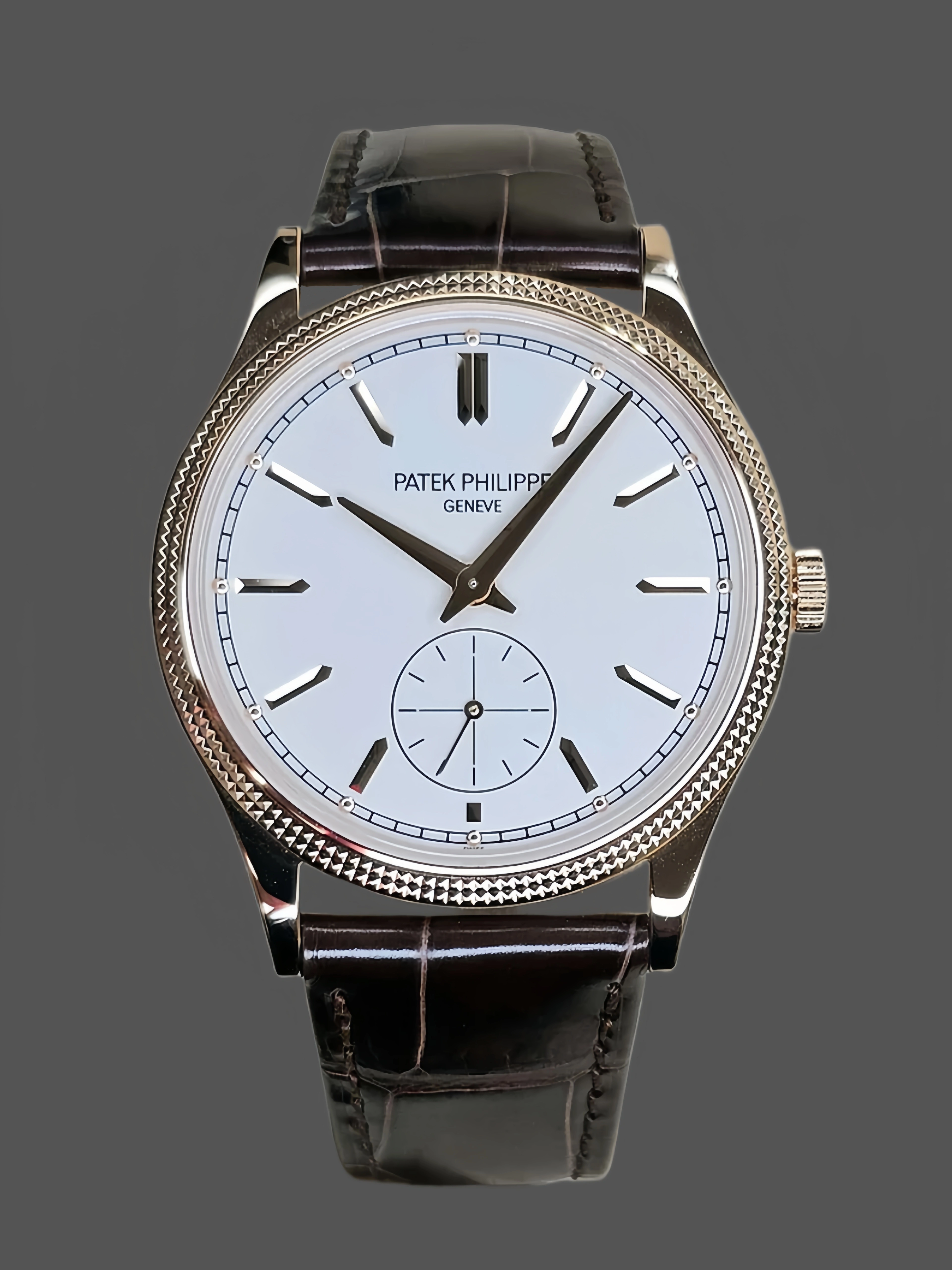 Patek Philippe Calatrava Small Seconds White Dial Leather Strap 6119R 001 Watch - QualitySwissReplica