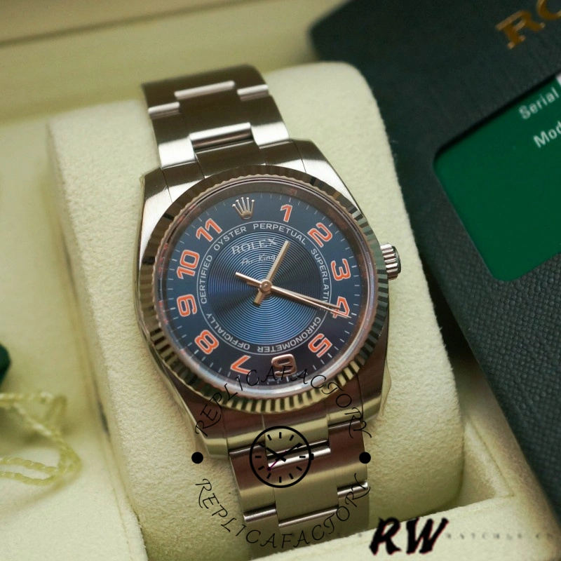 Rolex Oyster Perpetual Air-King 114234 Blue Dial Stainless Steel Oyster 34mm Unisex replica watch - QualitySwissReplica