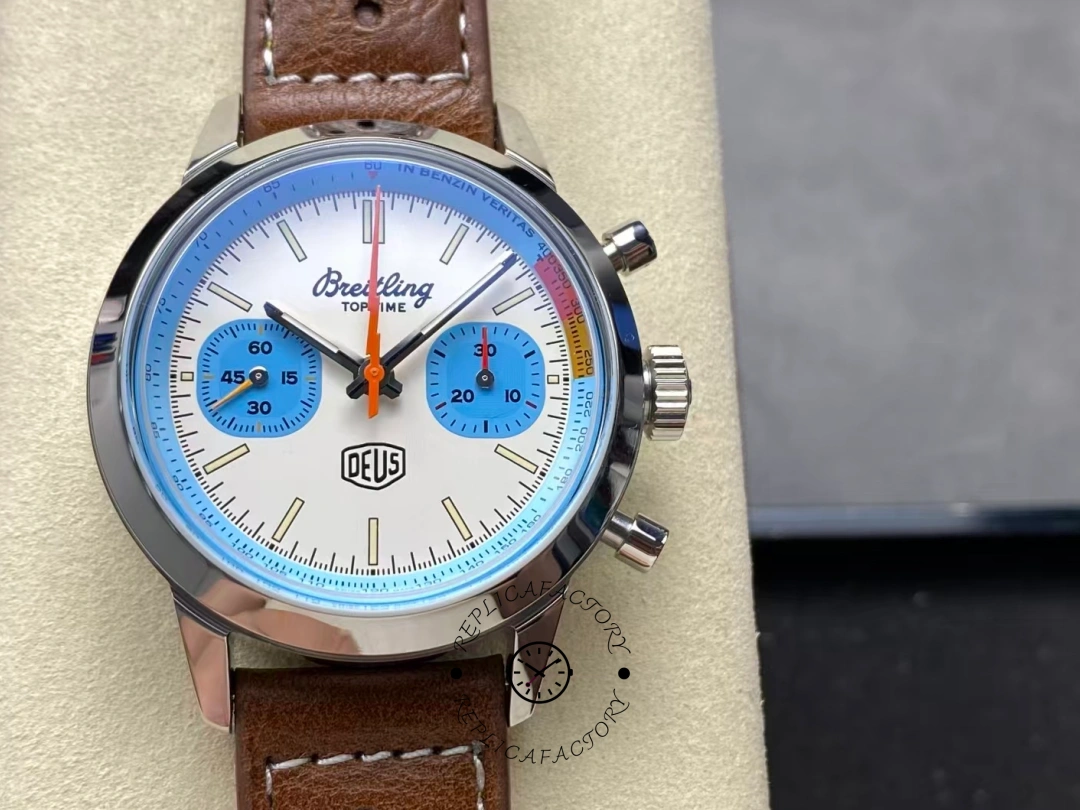 Breitling Top Time Deus L.E. 41MM White Dial Leather Strap A233112A1A1X1 Replica - QualitySwissReplica