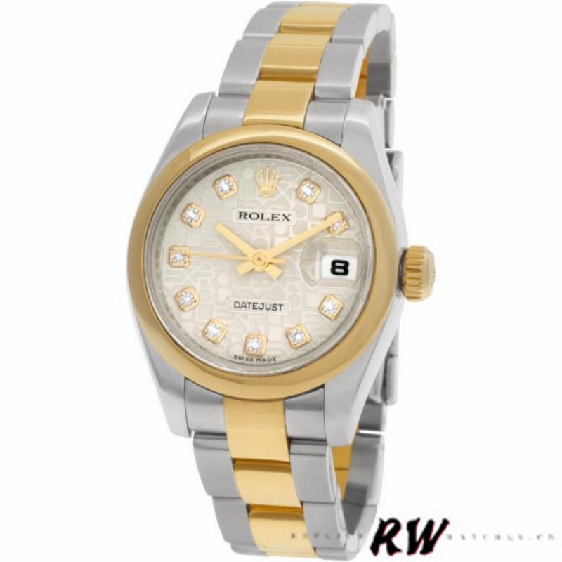 Rolex Datejust 179163 Silver Jubilee Dial Domed Dezel 26MM Lady Replica Watch - QualitySwissReplica
