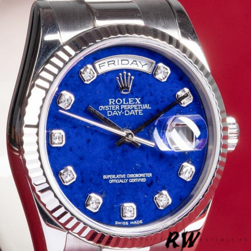Rolex Day-Date 118239 Diamond Lapis Lazuli Blue Dial 36mm Unisex Replica Watch - QualitySwissReplica