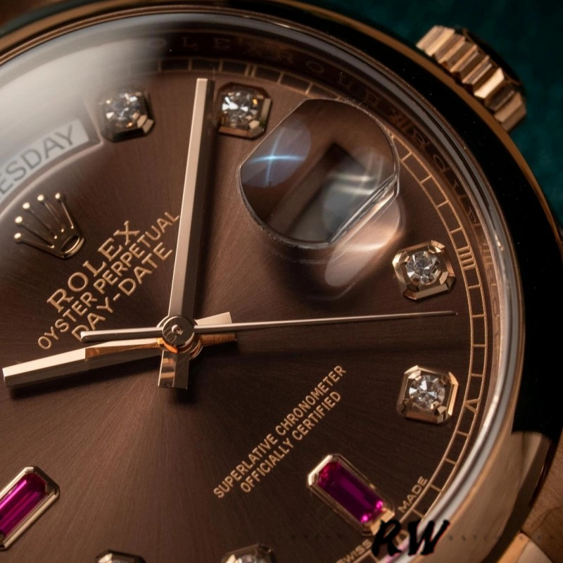 Rolex Day-Date 118205 Rose Gold Chocolate Brown Dial 36mm Unisex Replica Watch - QualitySwissReplica