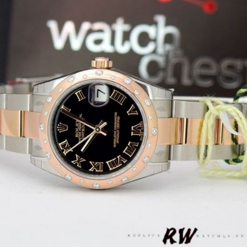 Rolex Datejust 178341 Black Roman Numerals Dial 31MM Lady Replica Watch - QualitySwissReplica