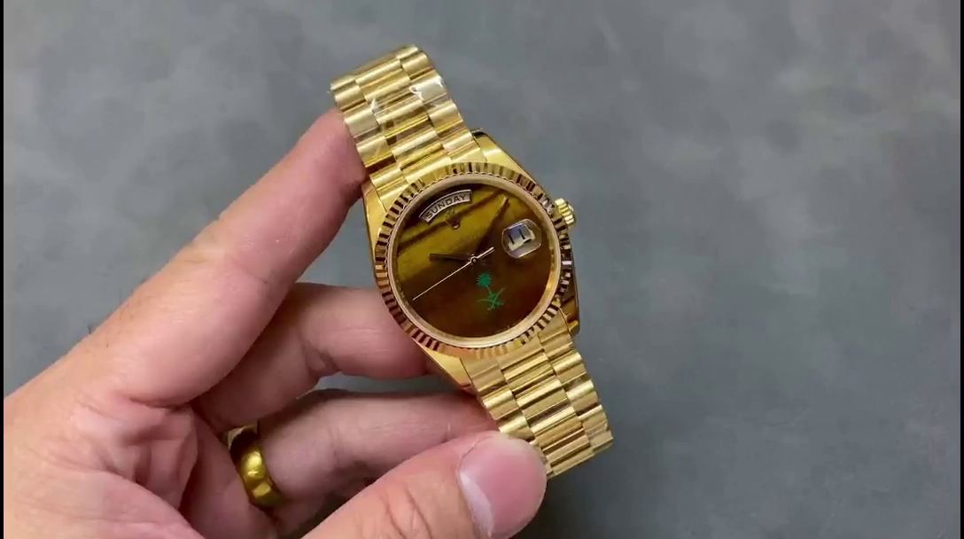 Rolex Day Date Sapphire Mirror Watch with 36mm Diameter Tiger's Eye Dial President - QualitySwissReplica