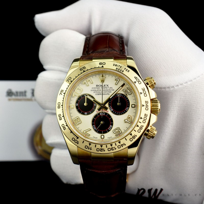 Rolex Daytona 116518 Ivory Dial Brown Leather Strap 40mm Mens Replica Watch - QualitySwissReplica