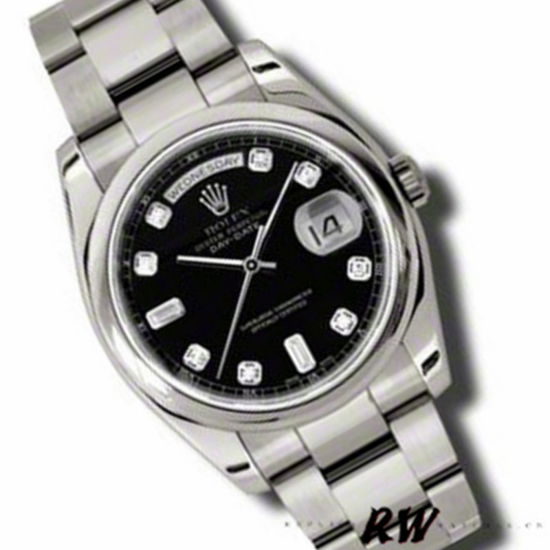 Rolex Day-Date 118209 Black dial 36mm Unisex Replica Watch - QualitySwissReplica