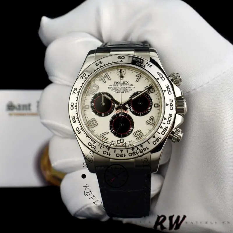 Rolex Daytona 116519 White Dial Black Eyes 40mm Mens Replica Watch - QualitySwissReplica
