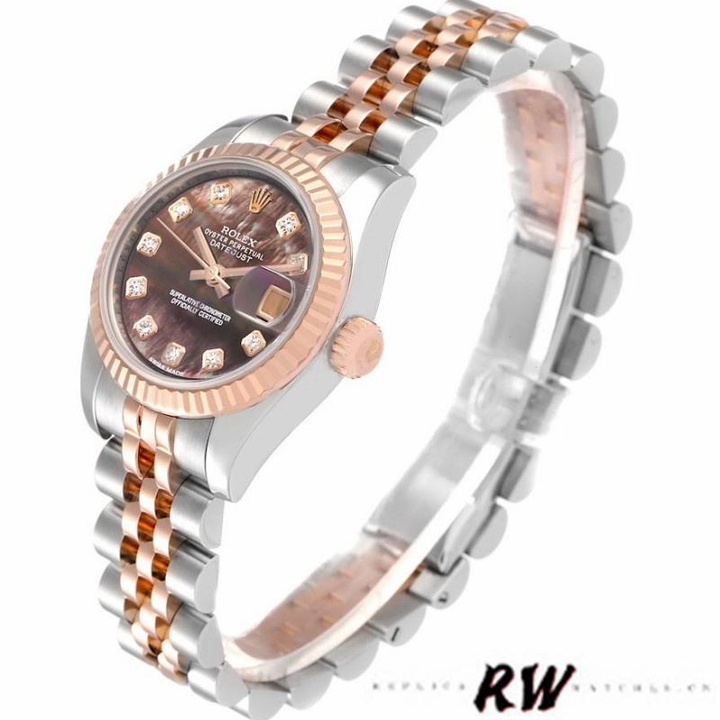 Rolex Datejust 179171 Black Mother of Pearl Diamond Dial 26MM Lady Replica Watch - QualitySwissReplica