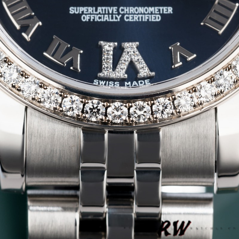 Rolex Datejust 178384 Stainless Steel Blue Diamond Dial 31MM Lady Replica Watch - QualitySwissReplica
