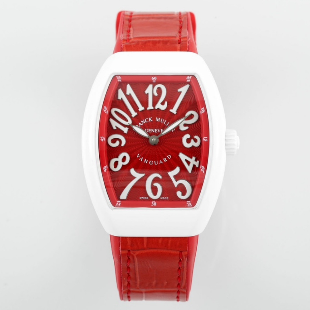Franck Muller Women's Yacht Red Dial Leather Strap - QualitySwissReplica