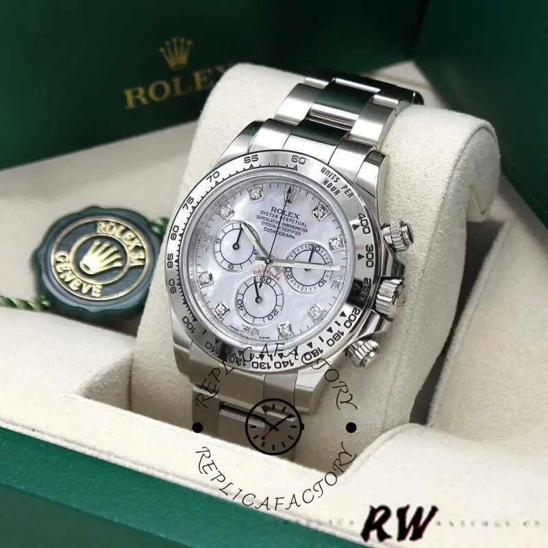 Rolex Cosmograph Daytona 116509 White Mother of Pearl Dial 40MM Mens Replica Watch - QualitySwissReplica