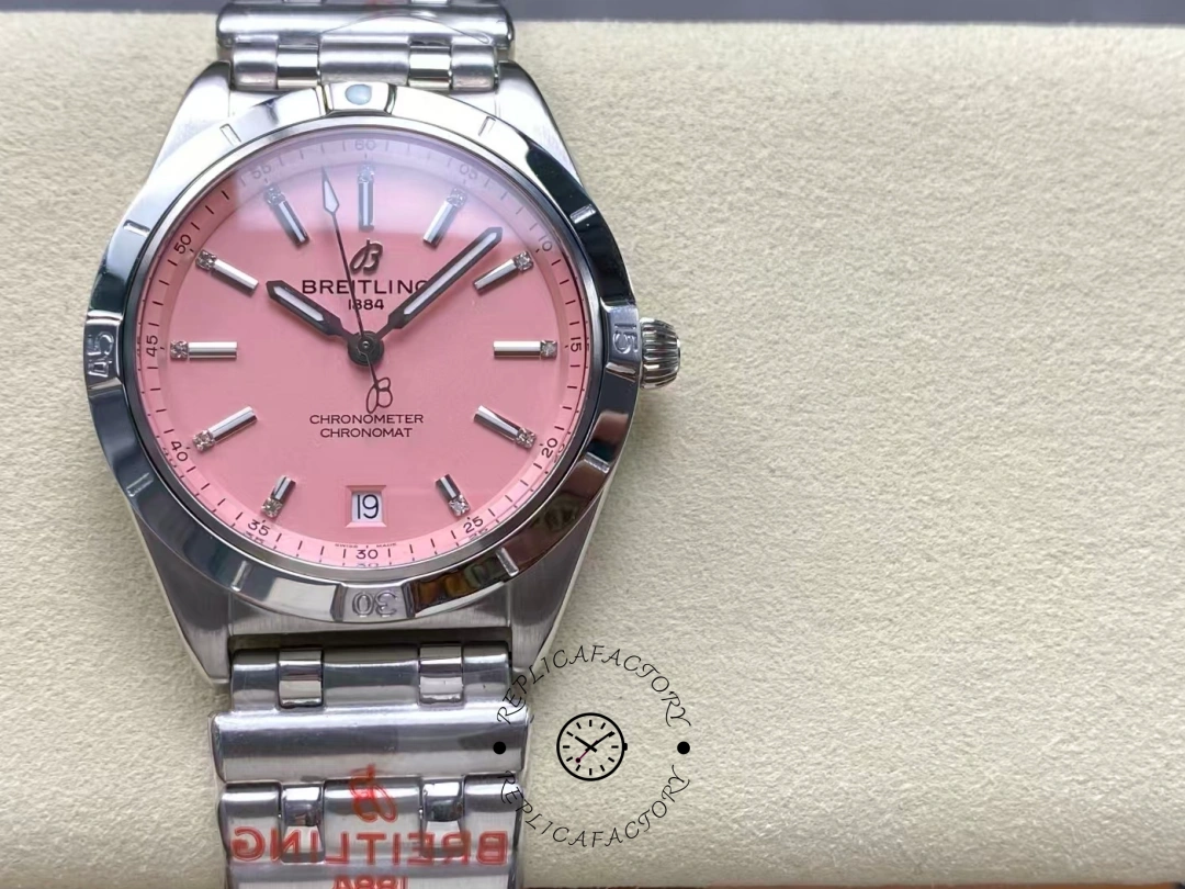 Breitling Chronomat 36mm Pink Dial A77310101K1A1 Replica - QualitySwissReplica