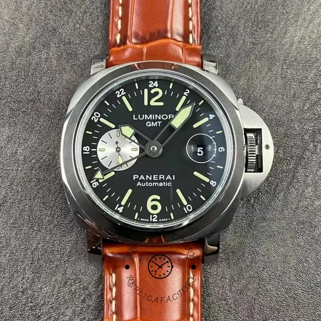 Panerai PAM00088 Luminor GMT Automatic Date Replica Brown Leather Strap - QualitySwissReplica