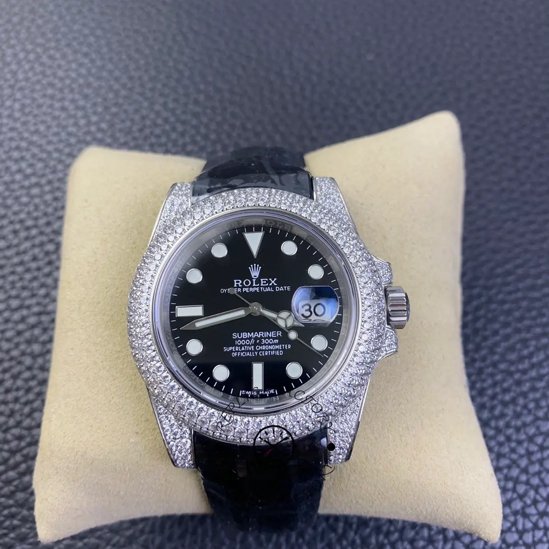 Rolex Submariner Diamond Case Black Dial 116610 40MM Men's Watch - QualitySwissReplica