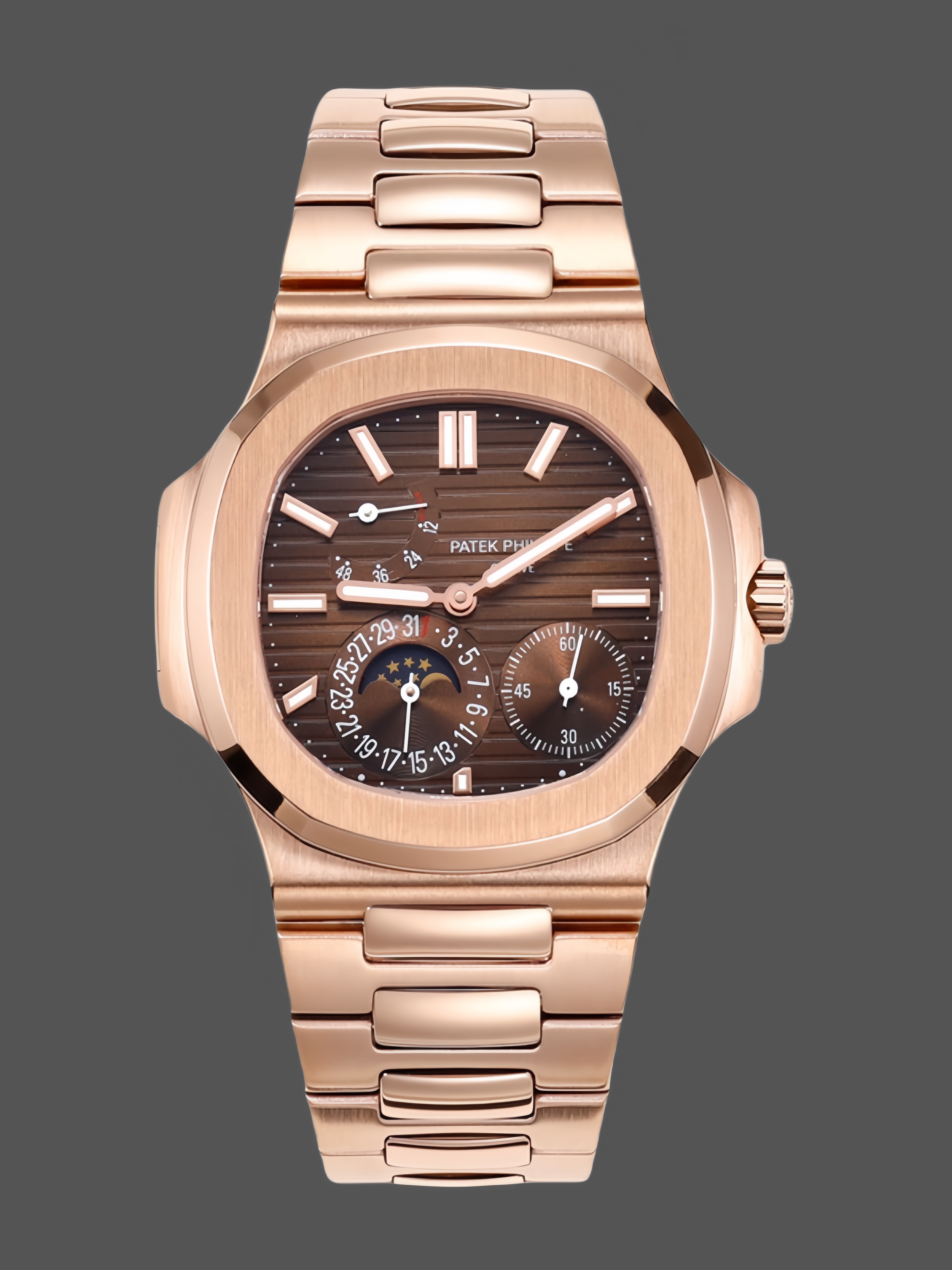 Patek Philippe Nautilus Moon Phase Rose Gold Brown Sunburst 5712 1R 001 40MM - QualitySwissReplica