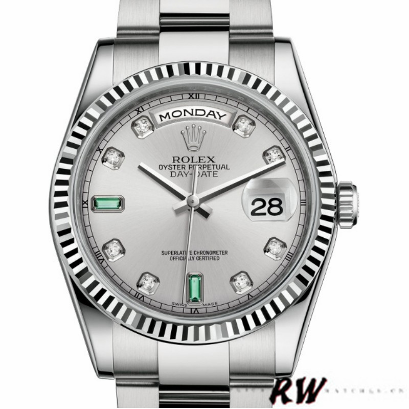 Rolex Day-Date 118239 Rhodium grey Dial white gold 36mm Unisex Replica Watch - QualitySwissReplica