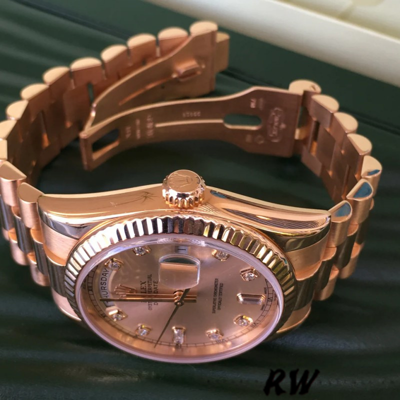 Rolex Day-Date 118235 Pink Diamond Dial 36mm Lady Replica Watch - QualitySwissReplica