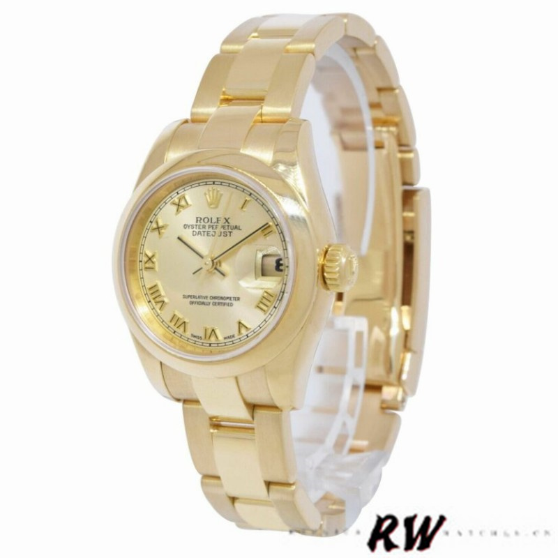 Rolex Datejust 179168 Smooth Domed Champagne Roman Dial 26MM Lady Replica Watch - QualitySwissReplica