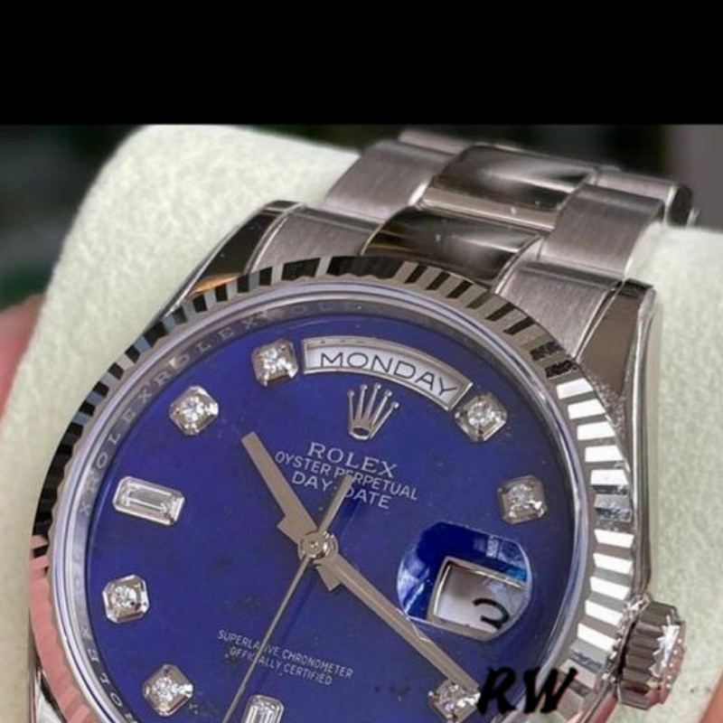 Rolex Day-Date 118239 White Gold Diamond Lapis Lazuli Blue Dial 36mm Unisex Replica Watch - QualitySwissReplica
