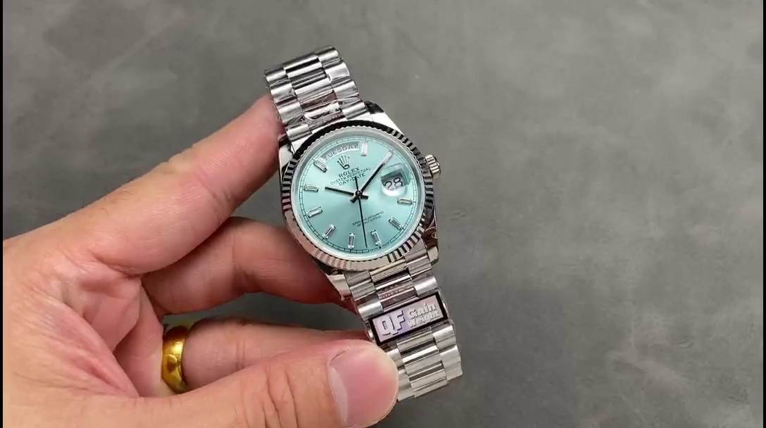 Rolex Day Date 36 Fluted Bezel Platinum Bracelet 128236 0009 - QualitySwissReplica