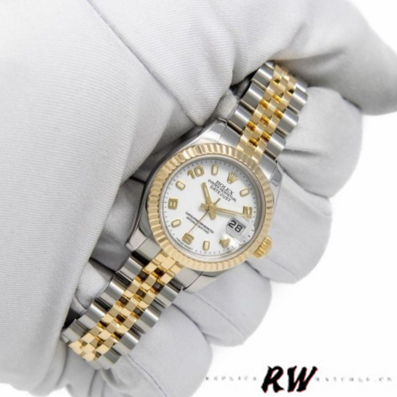 Rolex Datejust 179173 White Arabic Numerals Dial Fluted Bezel 26MM Lady Replica Watch - QualitySwissReplica