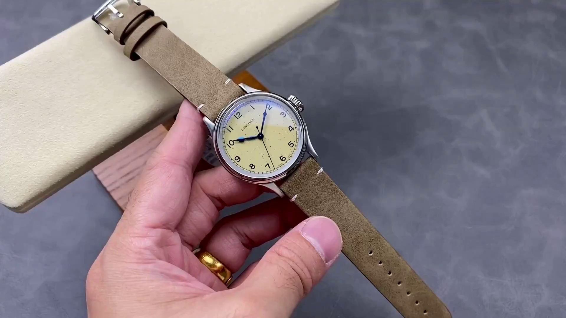 Longines L2.819.4.93.2 Heritage Military 38.5mm Steel Replica Beige Suede - QualitySwissReplica