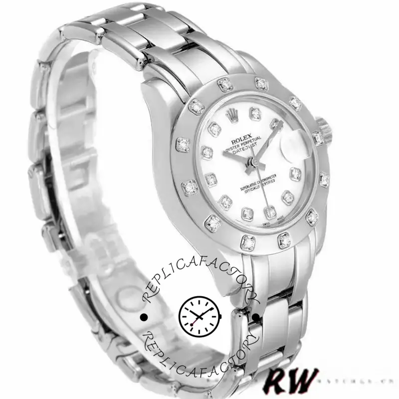 Rolex Masterpiece Pearlmaster 80319 White Roman Dial 29MM Lady Replica Watch - QualitySwissReplica