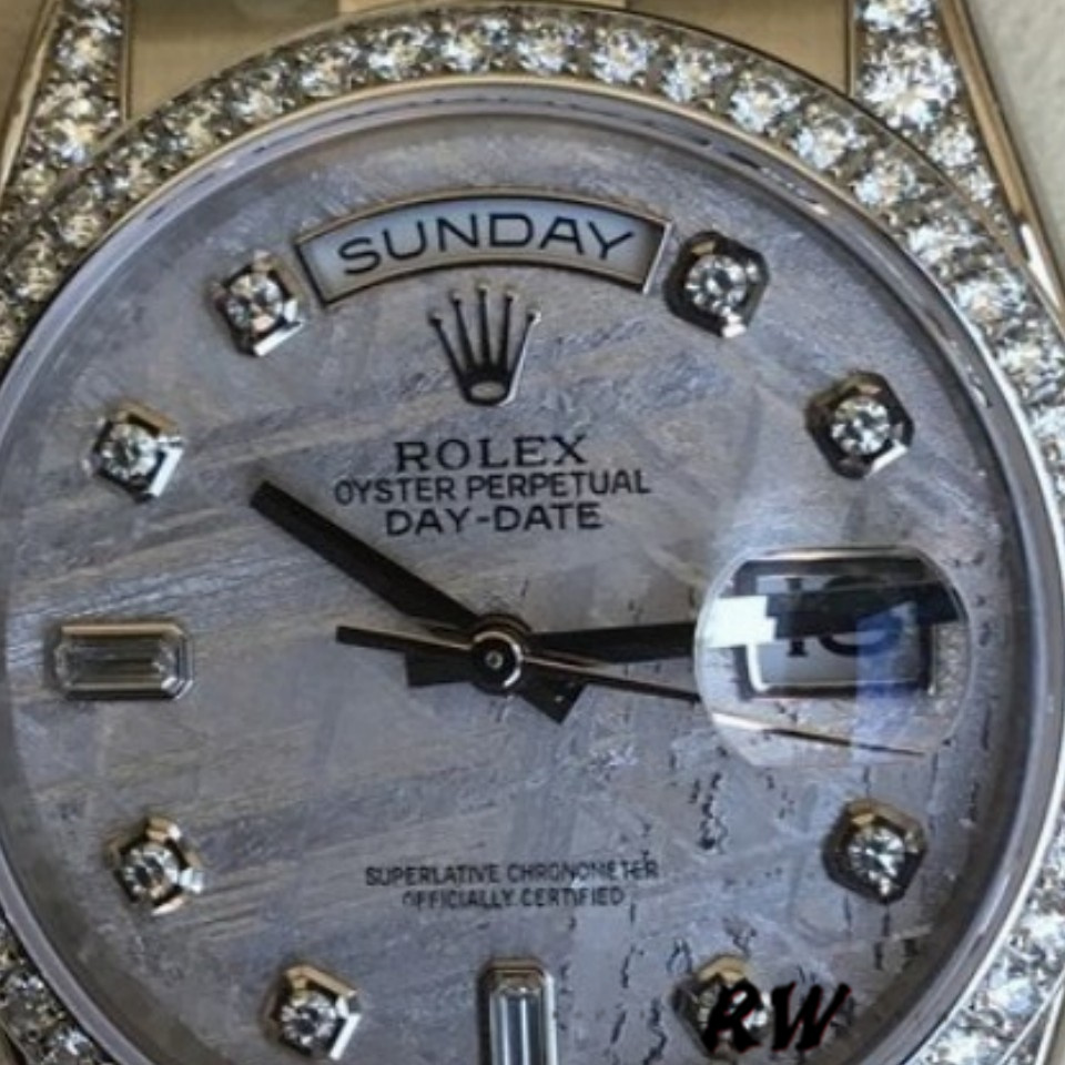 Rolex Day-Date 118389 White Gold Meteorite Grey Dial 36MM Unisex Replica Watch - QualitySwissReplica