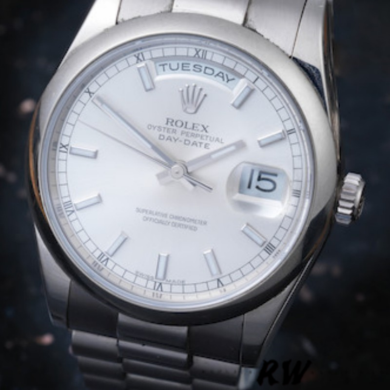 Rolex Day-Date 118209 Oyster Bracelet White Dial 36mm Unisex Replica Watch - QualitySwissReplica