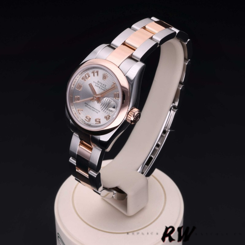 Rolex Datejust 179161 Stainless Steel and Everose Gold Concentric Circle Silver Dial 26MM Lady Replica Watch - QualitySwissReplica