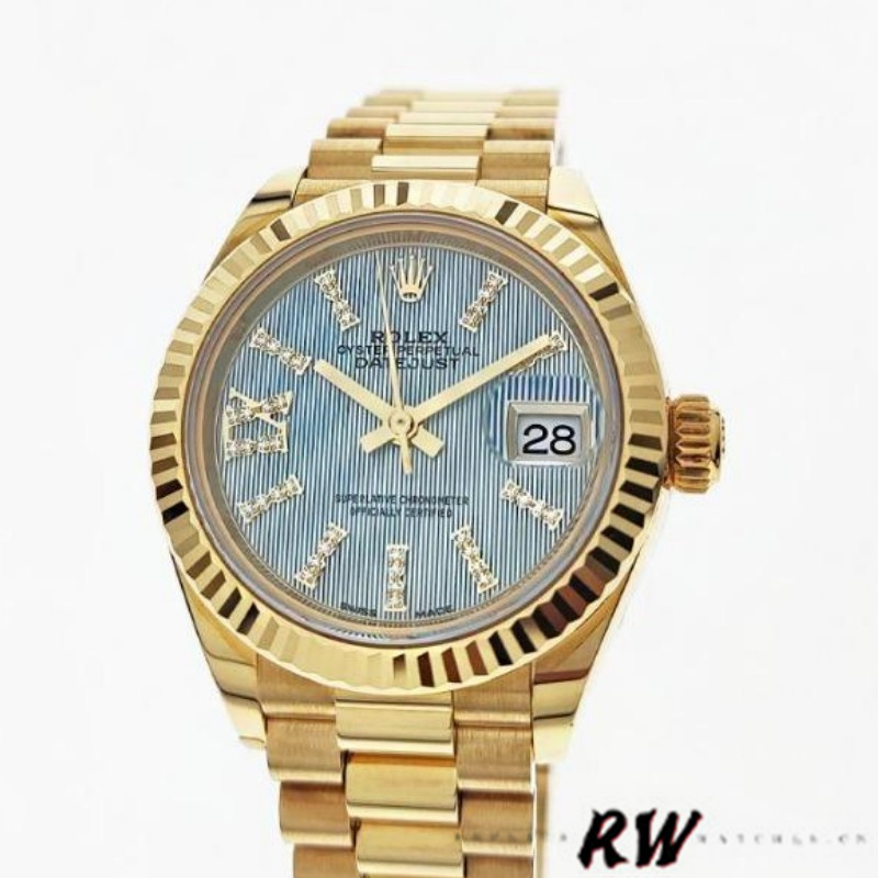 Rolex Datejust 279178 Cornflower Blue Dial Fluted Bezel 28mm Lady Replica Watch - QualitySwissReplica
